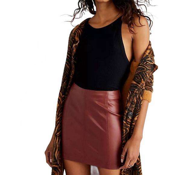 NEW FREE PEOPLE femme leather skirt in penny